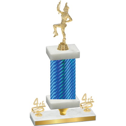 Premium Single Blue Carbon Fiber Fourth Place Majorette Trophy