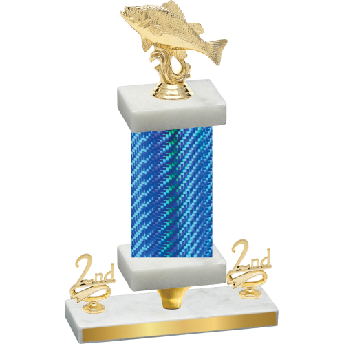 Premium Single Blue Carbon Fiber Second Place Fishing Trophy