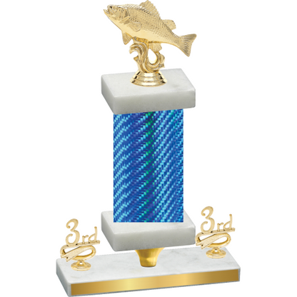 Premium Single Blue Carbon Fiber Third Place Fishing Trophy