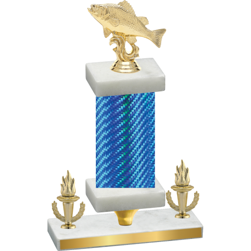 Premium Single Blue Carbon Fiber Victory Fishing Trophy