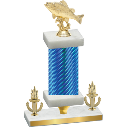 Premium Single Blue Carbon Fiber Victory Fishing Trophy