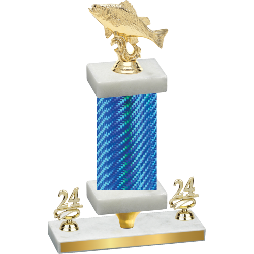 Premium Single Blue Carbon Fiber Year Fishing Trophy