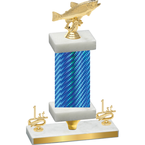 Premium Single Blue Carbon Fiber First Place Fishing Trophy