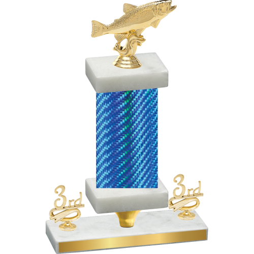 Premium Single Blue Carbon Fiber Third Place Fishing Trophy