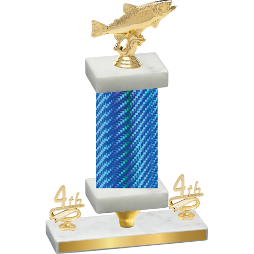 Premium Single Blue Carbon Fiber Fourth Place Fishing Trophy