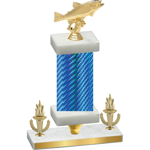 Premium Single Blue Carbon Fiber Victory Fishing Trophy