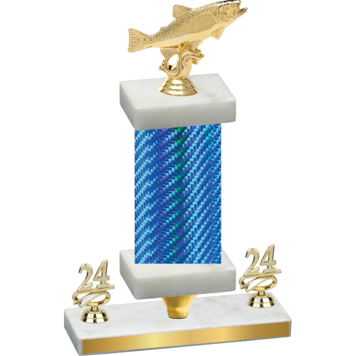 Premium Single Blue Carbon Fiber Year Fishing Trophy