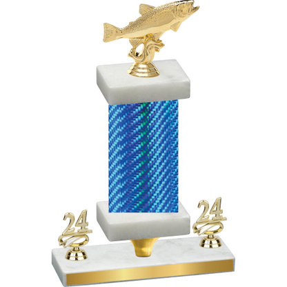 Premium Single Blue Carbon Fiber Year Fishing Trophy