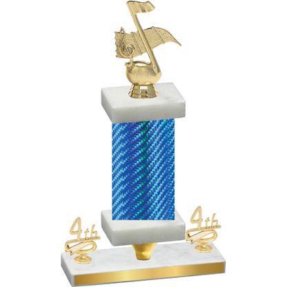 Premium Single Blue Carbon Fiber Fourth Place Music Trophy