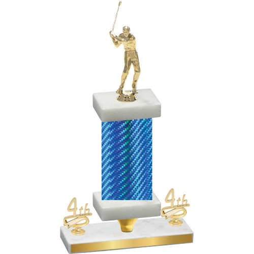 Premium Single Blue Carbon Fiber Fourth Place Golf Trophy