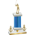 Premium Single Blue Carbon Fiber Victory Golf Trophy