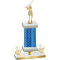 Premium Single Blue Carbon Fiber Second Place Golf Trophy