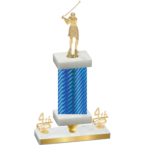 Premium Single Blue Carbon Fiber Fourth Place Golf Trophy