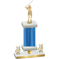Premium Single Blue Carbon Fiber Year Golf Trophy