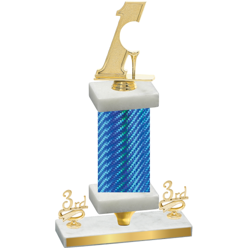 Premium Single Blue Carbon Fiber Third Place Golf Trophy