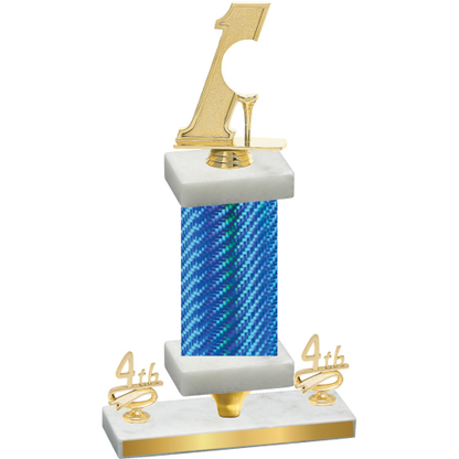 Premium Single Blue Carbon Fiber Fourth Place Golf Trophy