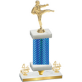 Premium Single Blue Carbon Fiber Fourth Place Karate Trophy