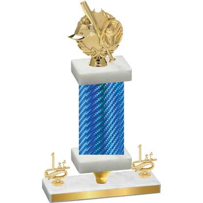 Premium Single Blue Carbon Fiber First Place Baseball Trophy