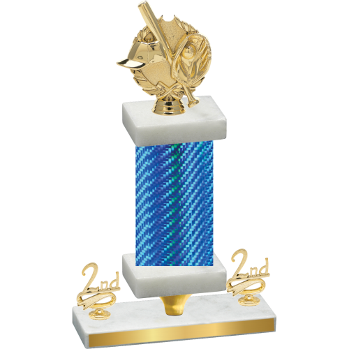 Premium Single Blue Carbon Fiber Second Place Baseball Trophy