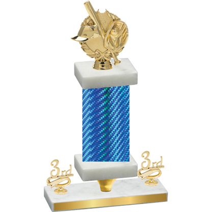 Premium Single Blue Carbon Fiber Third Place Baseball Trophy