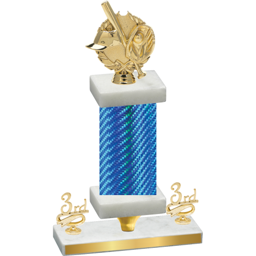 Premium Single Blue Carbon Fiber Third Place Baseball Trophy