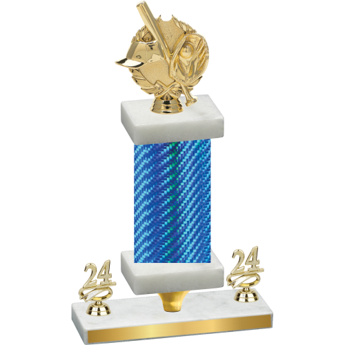 Premium Single Blue Carbon Fiber Year Baseball Trophy