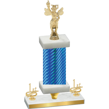 Premium Single Blue Carbon Fiber First Place Academics Trophy