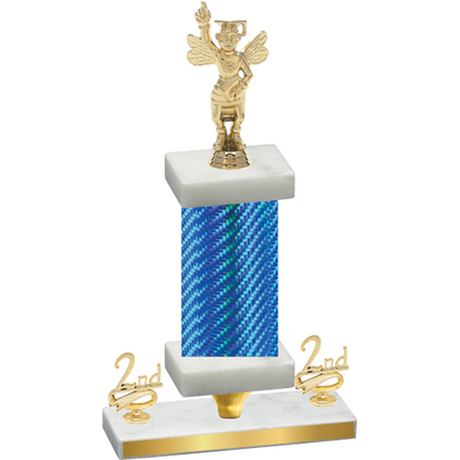 Premium Single Blue Carbon Fiber Second Place Academics Trophy