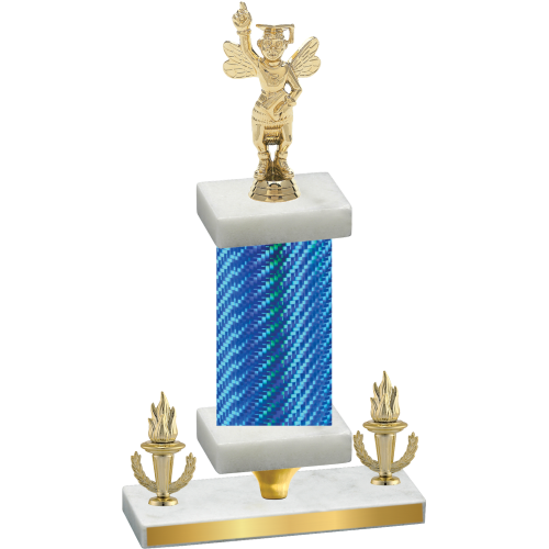 Premium Single Blue Carbon Fiber Victory Academics Trophy