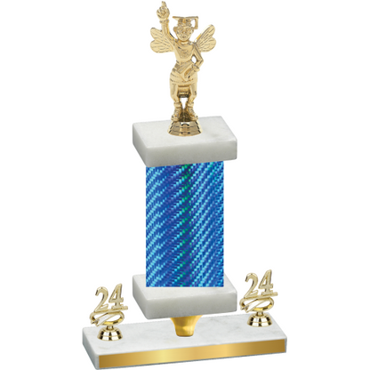 Premium Single Blue Carbon Fiber Year Academics Trophy