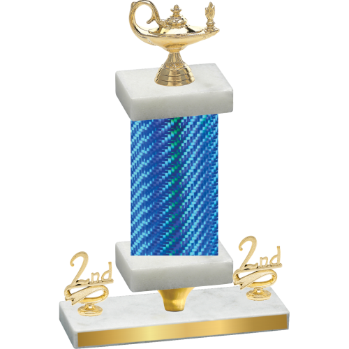 Premium Single Blue Carbon Fiber Second Place Academics Trophy
