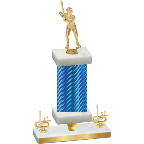 Premium Single Blue Carbon Fiber First Place Baseball Trophy