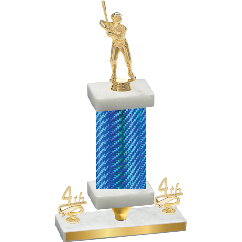 Premium Single Blue Carbon Fiber Fourth Place Baseball Trophy