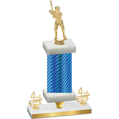 Premium Single Blue Carbon Fiber Fourth Place Baseball Trophy
