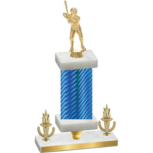 Premium Single Blue Carbon Fiber Victory Baseball Trophy