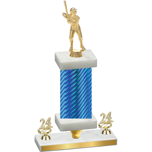 Premium Single Blue Carbon Fiber Year Baseball Trophy