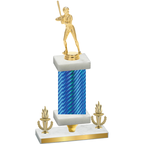 Premium Single Blue Carbon Fiber Victory Softball Trophy