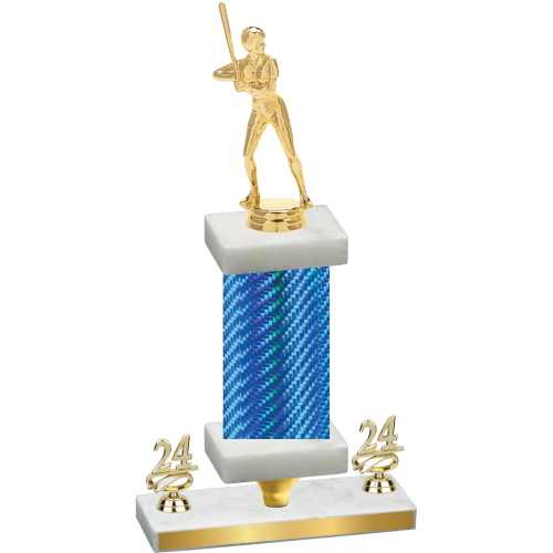 Premium Single Blue Carbon Fiber Year Softball Trophy
