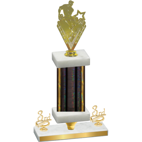 Premium Single Black Glacier Third Place Rugby Trophy