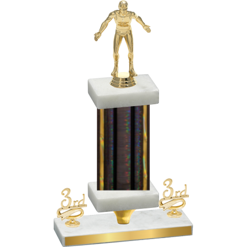 Premium Single Black Glacier Third Place Wrestling Trophy