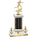 Premium Single Black Glacier Victory Flag Football Trophy