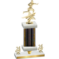 Premium Single Black Glacier Year Flag Football Trophy