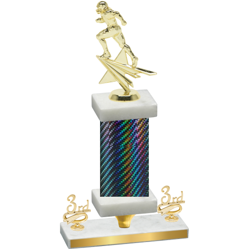 Premium Single Black Carbon Fiber Third Place Football Trophy