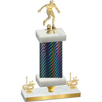 Premium Single Black Carbon Fiber First Place Soccer Trophy