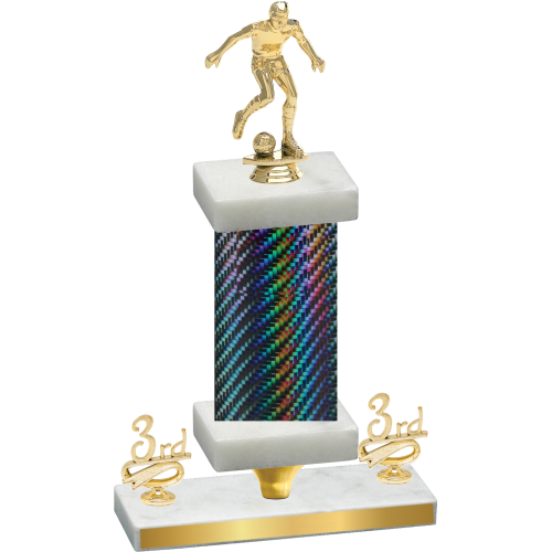 Premium Single Black Carbon Fiber Third Place Soccer Trophy