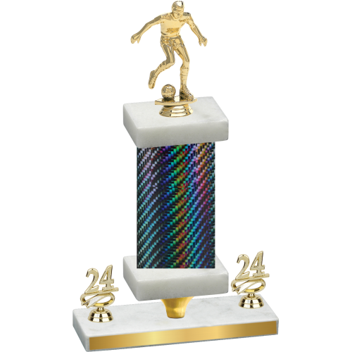 Premium Single Black Carbon Fiber Year Soccer Trophy