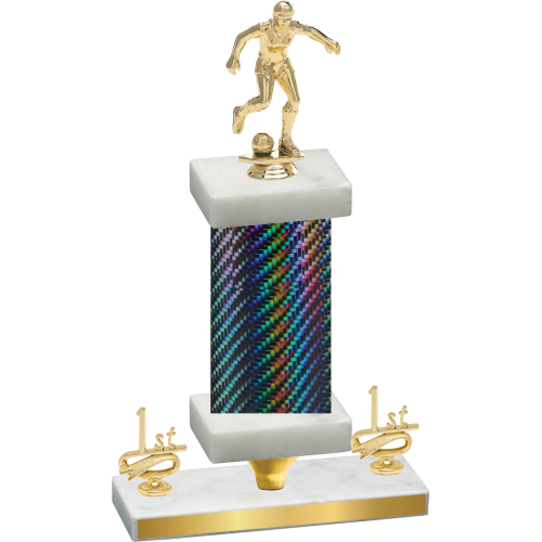 Premium Single Black Carbon Fiber First Place Soccer Trophy