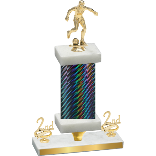 Premium Single Black Carbon Fiber Second Place Soccer Trophy