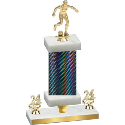 Premium Single Black Carbon Fiber Year Soccer Trophy