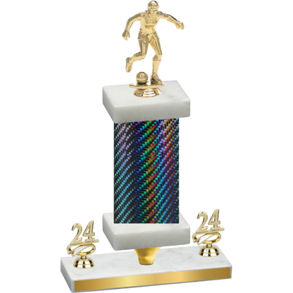 Premium Single Black Carbon Fiber Year Soccer Trophy